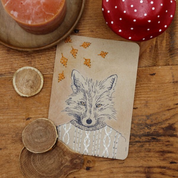 Kit de broderie sur papier – carte « Renard en balade »