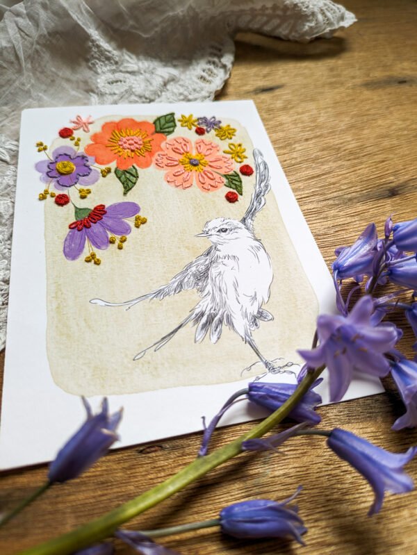 broderie sur papier cartes oiseaux