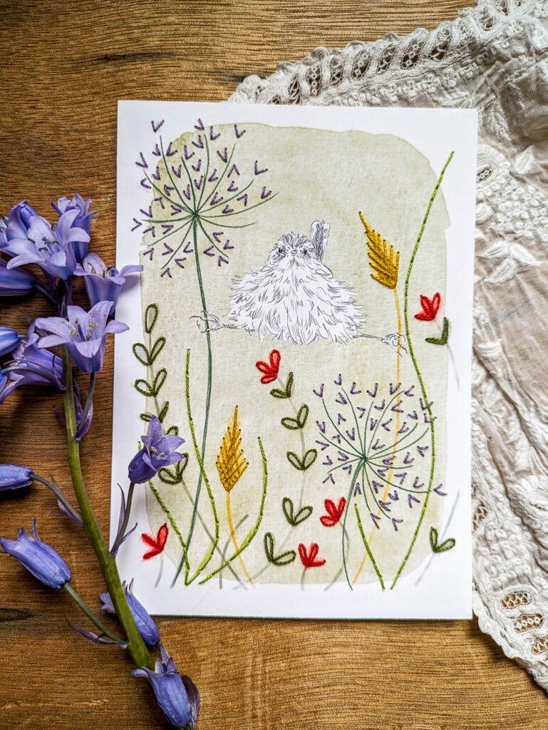 broderie sur papier cartes oiseaux