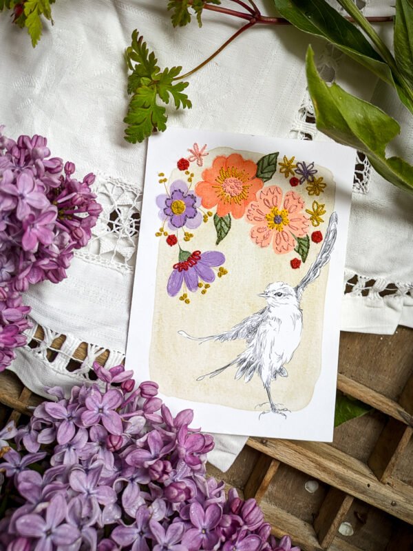 broderie sur papier cartes oiseaux